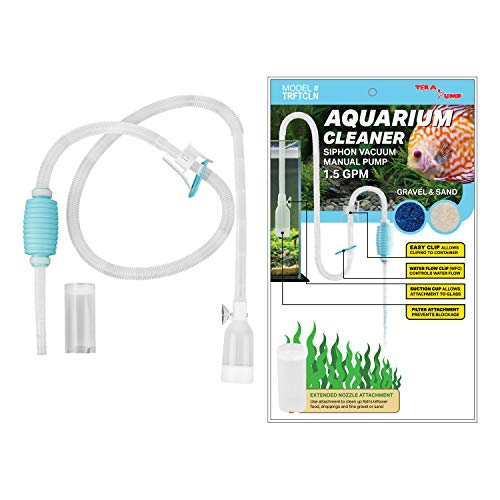Ekte TERA PUMP Aquarium Cleaner Aquarium Fish Tank Grus Sand Cleaner with Long Nozzle N Water Flow Controller - BPA Free (modell: TRFTCLN)