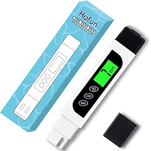 Water Tester Digital TDS Meter - Hofun TDS, EC & Temperature Meter 3 in 1, 0-9999 ppm Nøyaktig, PPM Meter for drikkevannstest, kaffe, svømmebasseng, akvarium, RO / DI-system, hydroponics